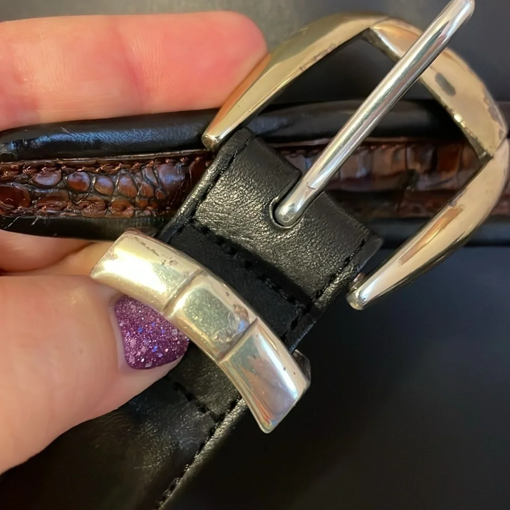 Brighton Leather Black with Brown Inlay design Reptile  size 36
